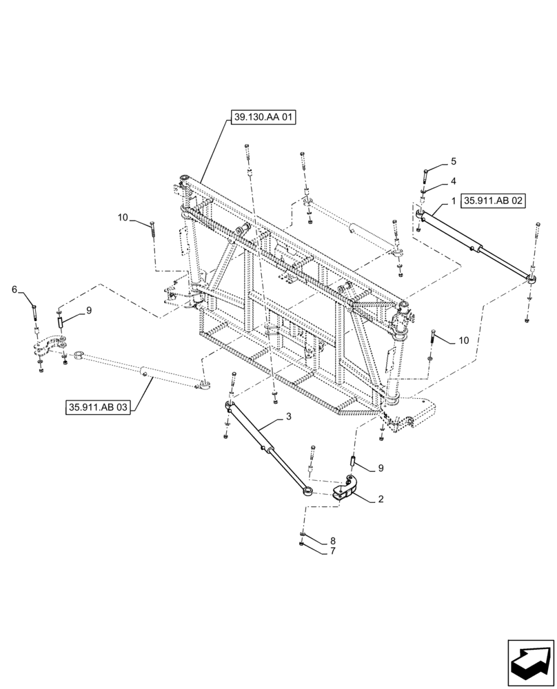 Схема запчастей Case IH PATRIOT 3340 - (39.130.AA[04]) - PIVOT ASSY, CENTER SECTION, 90/100 (39) - FRAMES AND BALLASTING