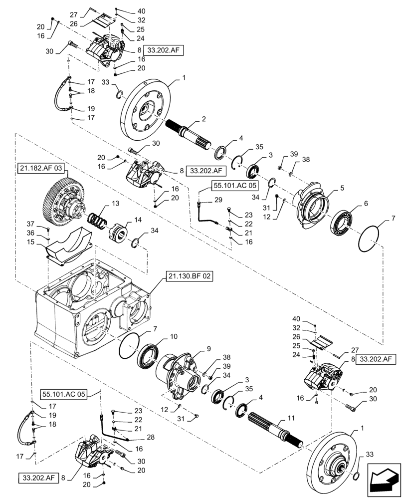 Схема запчастей Case IH 8240 - (21.140.AK[03]) - VAR - 722776, 425215, 425399, 425529, 425528, 425402, 425403, 425431, 425273 - GEARBOX, DIFFERENTIAL, AXLE HOUSING, 20/61 (21) - TRANSMISSION
