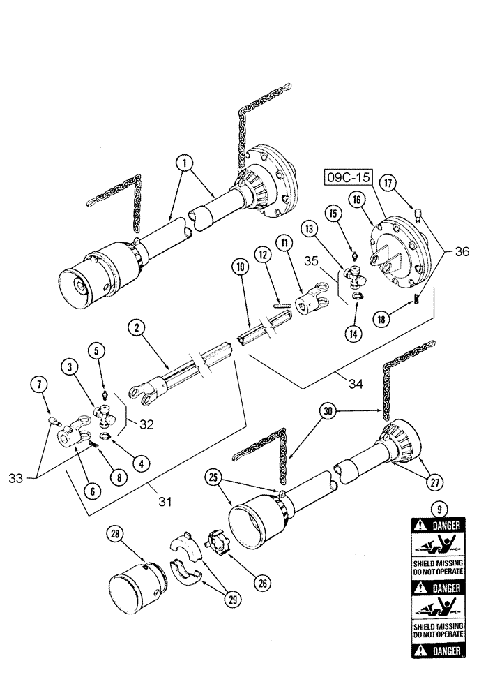 Схема запчастей Case IH 1020 - (09C-14) - DRIVE SHAFT 22.5, 25.0 AND 30.0 FOOT HEADER - BSN JJC0323604 (09) - CHASSIS/ATTACHMENTS