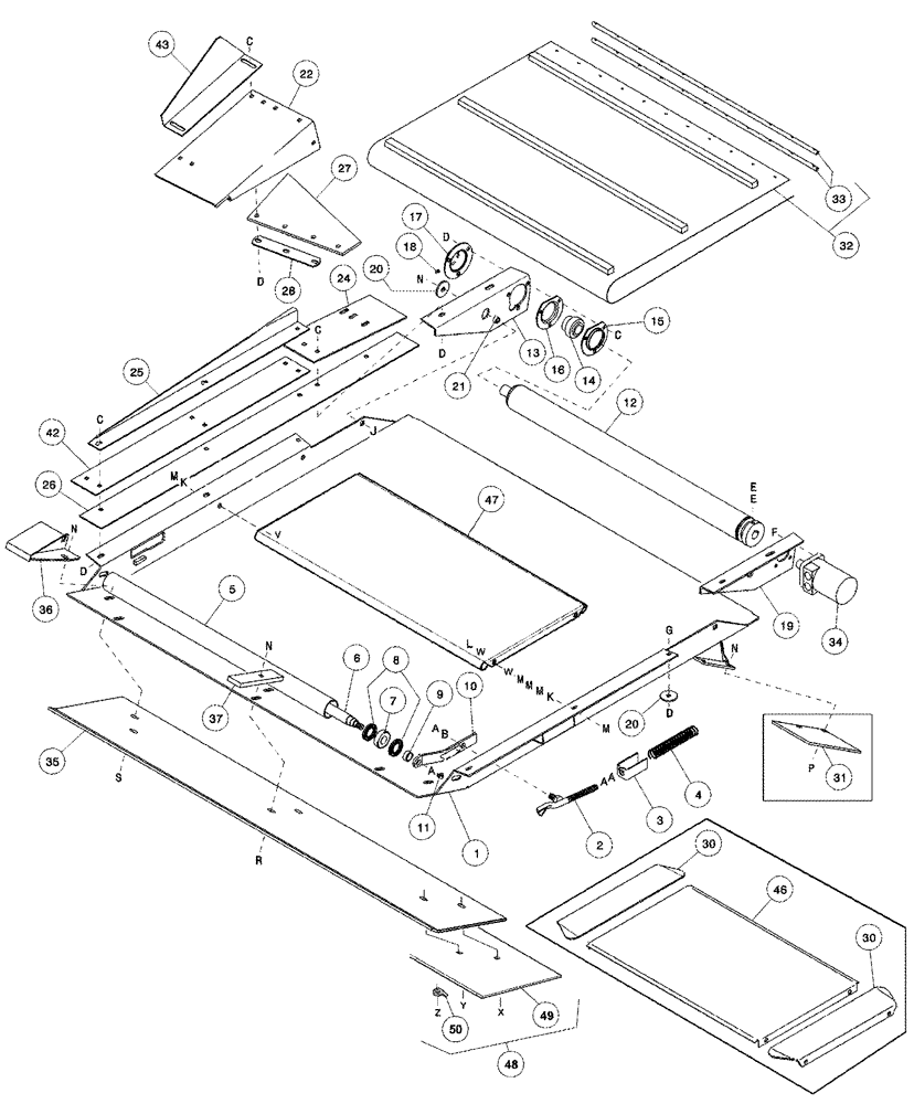 Схема запчастей Case IH 1052 - (09-49) - COMBINE ADAPTER FEED DRAPER BSN CCC0012342 (09) - CHASSIS