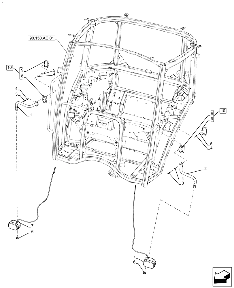 Схема запчастей Case IH FARMALL 120A - (55.404.BB[02]) - VAR - 330007 - INDICATOR LIGHT, CAB (55) - ELECTRICAL SYSTEMS