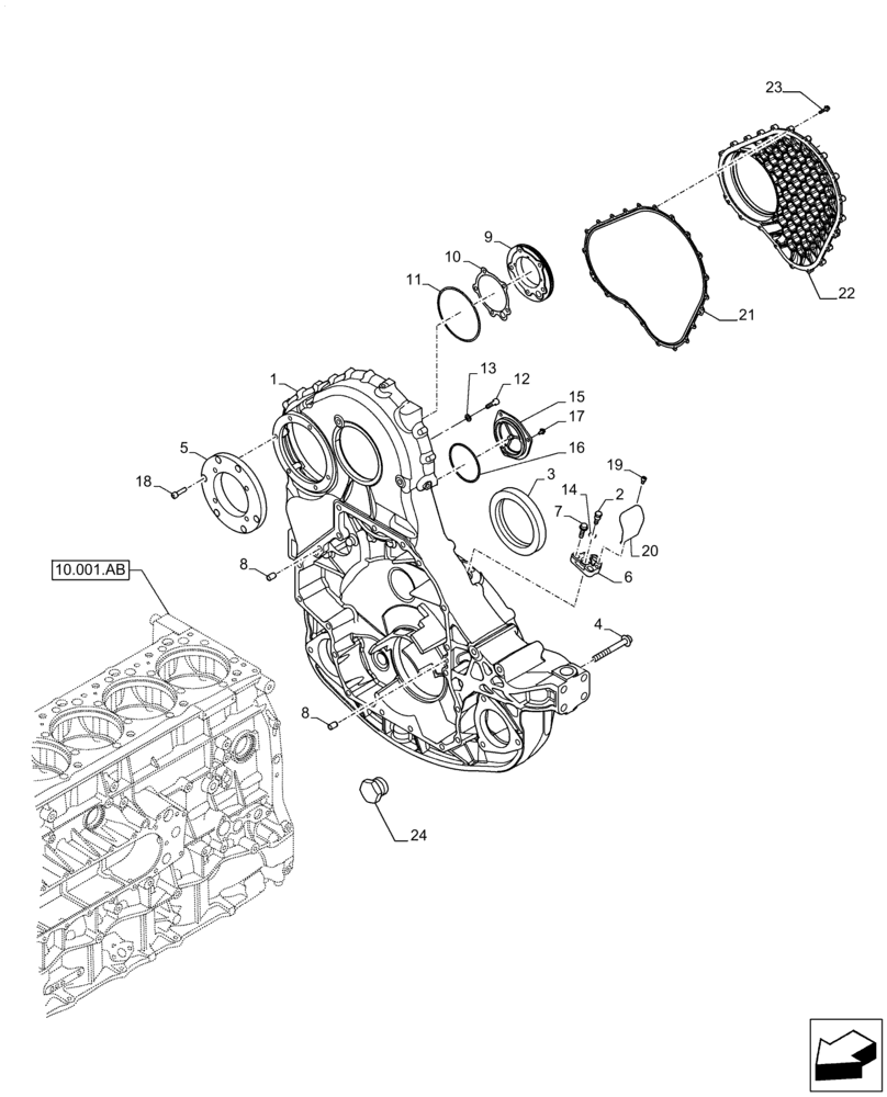 Схема запчастей Case IH F3GFE613B B001 - (10.102.AK) - ENGINE BLOCK COVER (10) - ENGINE