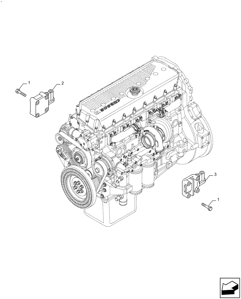 Схема запчастей Case IH F3GFE613B B001 - (10.001.AO) - ENGINE BLOCK REAR SUPPORT (10) - ENGINE