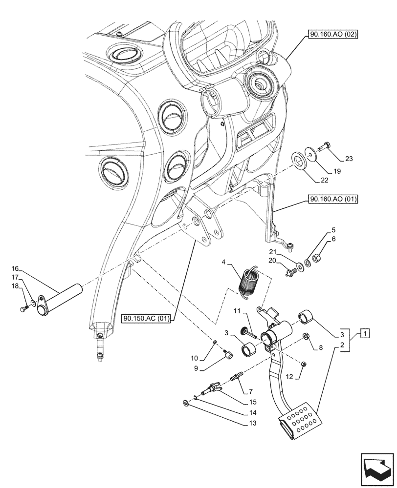 Схема запчастей Case IH FARMALL 120C - (18.100.AF[03]) - VAR - 334177, 390275 - CLUTCH, PEDAL, FLEXIBLE CONTROL, HI-LO (24X24) (24X24 CREEPER) (18) - CLUTCH