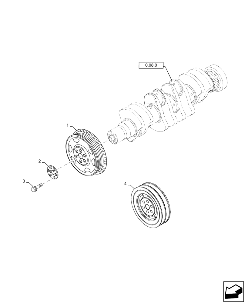 Схема запчастей Case IH P110 - (0.08.4) - CRANKSHAFT PULLEY (02) - ENGINE