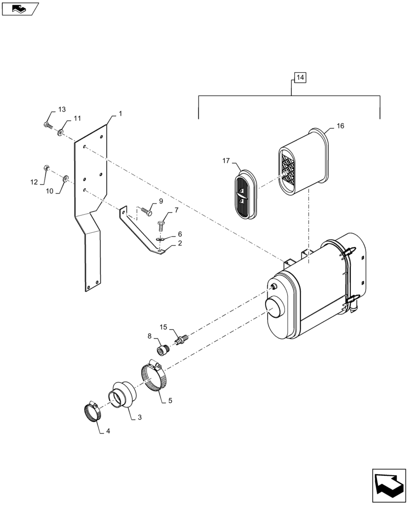 Схема запчастей Case IH P85 - (02-03) - AIR CLEANER, MOUNTING PARTS (02) - ENGINE
