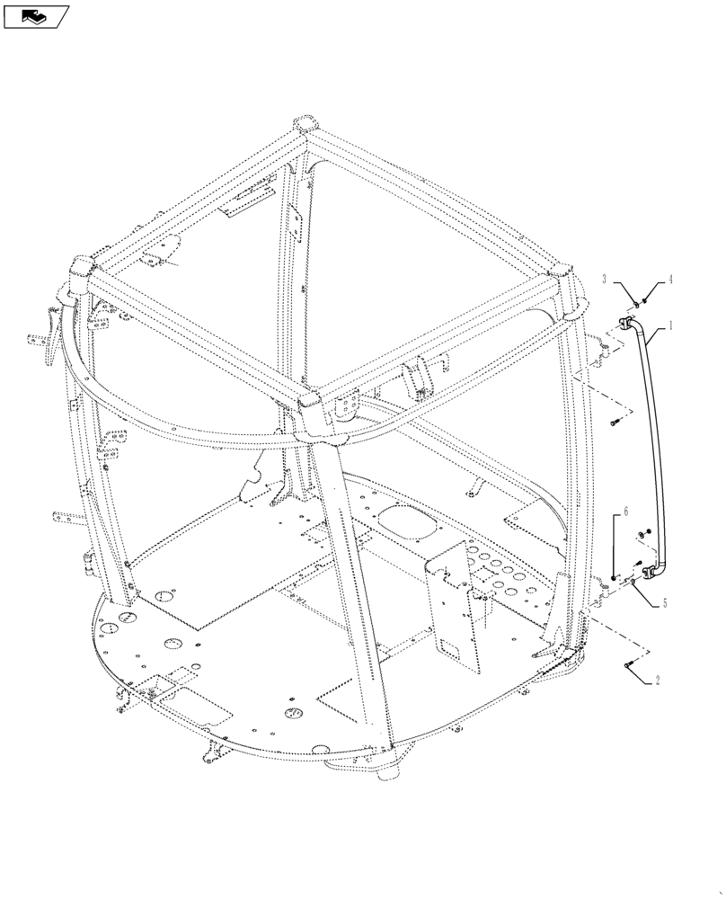 Схема запчастей Case IH TITAN 3040 - (90.150.BJ[01]) - CAB GRAB RAIL (90) - PLATFORM, CAB, BODYWORK AND DECALS