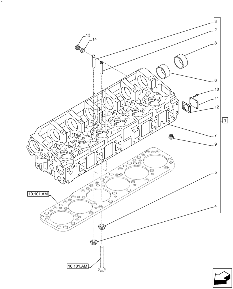 Схема запчастей Case IH F3GFE613B B001 - (10.101.AA) - CYLINDER HEAD (10) - ENGINE