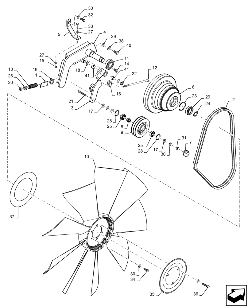 Схема запчастей Case IH 9230 - (10.414.AC[02]) - FAN DRIVE 8230/9230 (10) - ENGINE