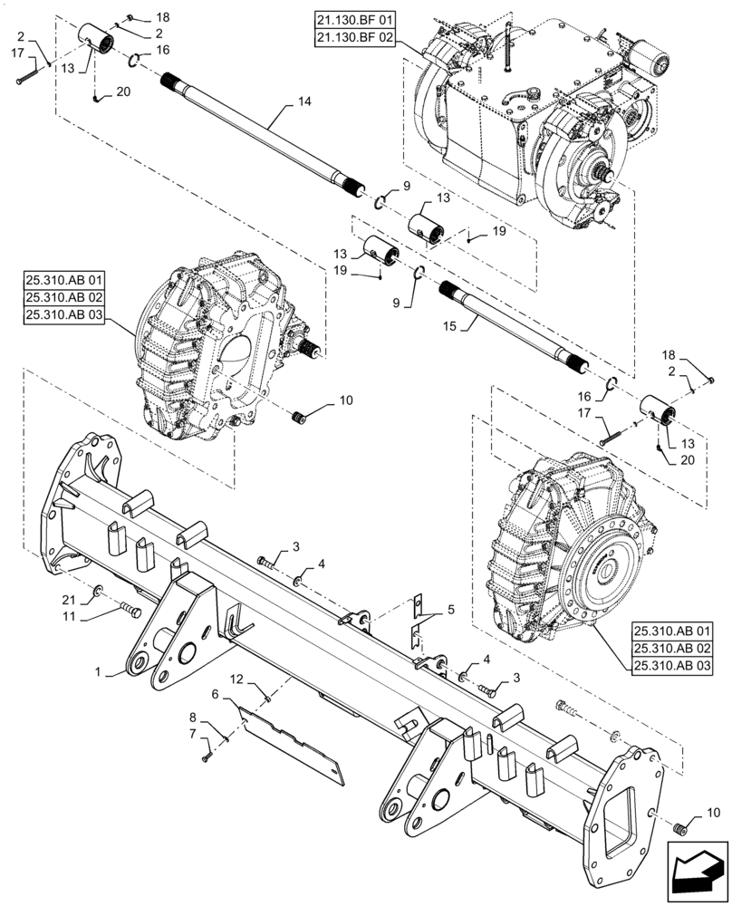 Схема запчастей Case IH 8240 - (25.100.AA[01]) - VAR - 722776, 425403, 722775, 45402, 425215, 722028, 722774 - FRONT AXLE (25) - FRONT AXLE SYSTEM