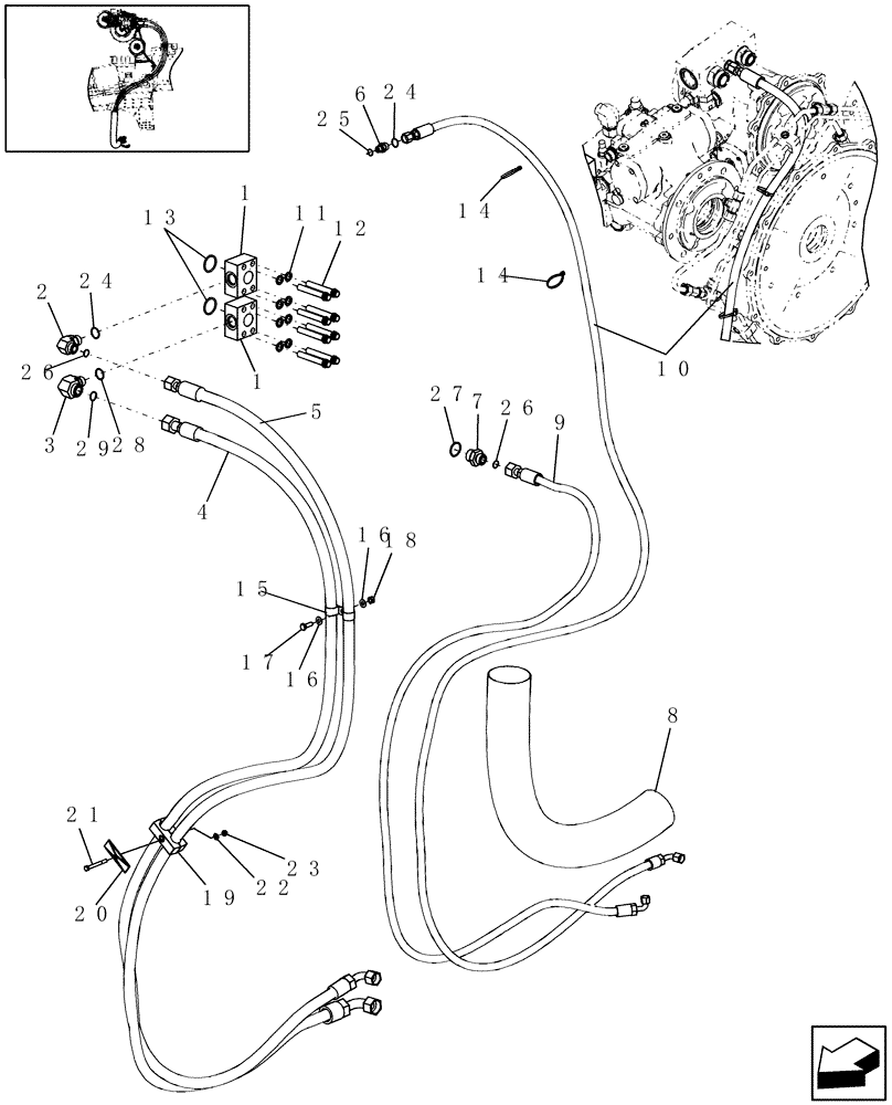 Схема запчастей Case IH 9230 - (27.200.09) - HYDRAULIC LINES, POWERED REAR AXLE (27) - REAR AXLE SYSTEM
