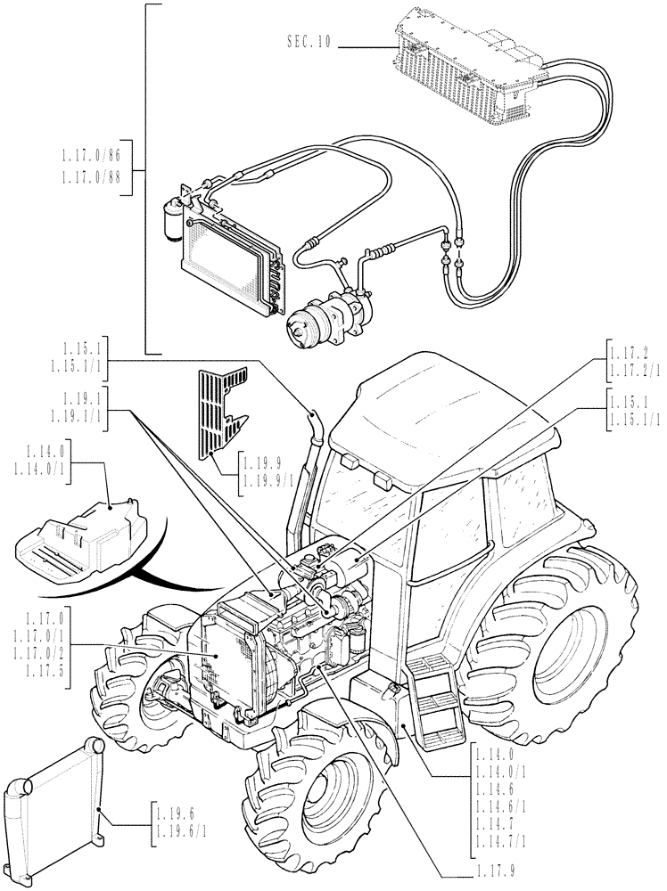 Схема запчастей Case IH MXM120 - (1.13.0) - SEC. 02 - ENGINE EQUIP. (02) - ENGINE EQUIPMENT