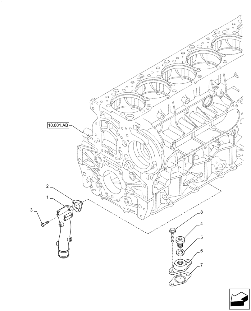 Схема запчастей Case IH F3GFE613B B001 - (10.400.AQ) - WATER PUMP LINE (10) - ENGINE