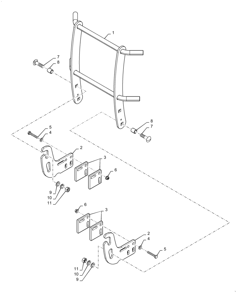 Схема запчастей Case IH FARMALL 45C - (90.102.AN[01]) - GRILLE GUARD (90) - PLATFORM, CAB, BODYWORK AND DECALS