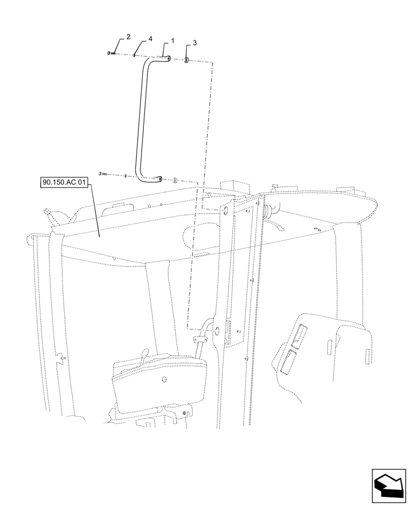 Схема запчастей Case IH TITAN 4540 - (90.118.AX[01]) - MONITOR MOUNTING GROUP (90) - PLATFORM, CAB, BODYWORK AND DECALS