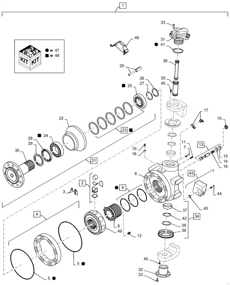 Схема запчастей Case IH 7140 - (27.450.AL[01]) - MOTOR, REAR AXLE ASSY, SINGLE SPEED, LH (27) - REAR AXLE SYSTEM