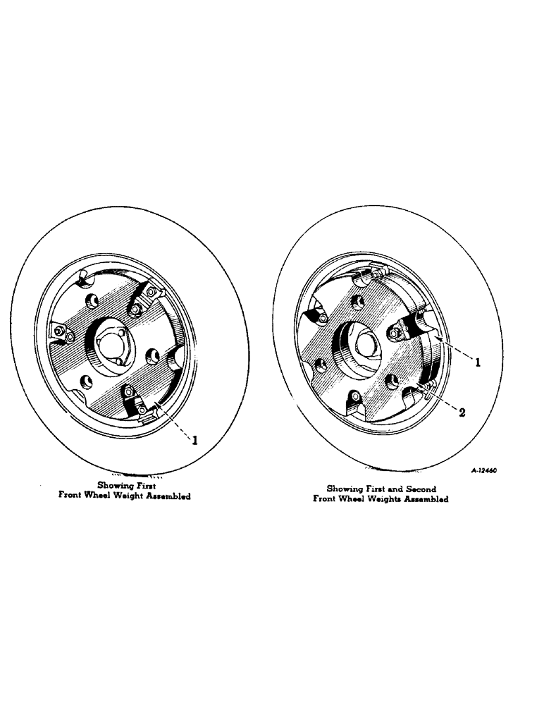 Схема запчастей Case IH FARMALL AV - (174) - ATTACHMENTS, FRONT WHEEL WEIGHTS, SPECIAL, NOT "B" OR "BN" SINGLE FRONT WHEEL Attachments