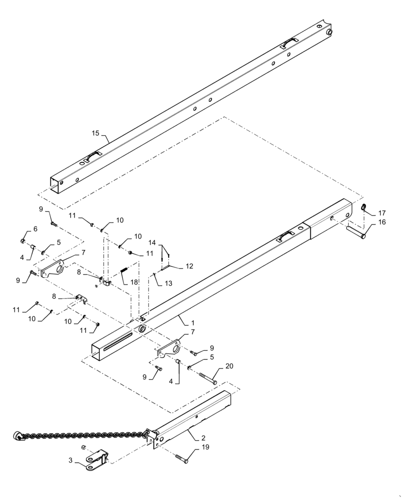 Схема запчастей Case IH 3152 - (58.130.10[02]) - TONGUE, HEADER TRANSPORT, 30FT - 35FT, ASN - YCH022078 (58) - ATTACHMENTS/HEADERS
