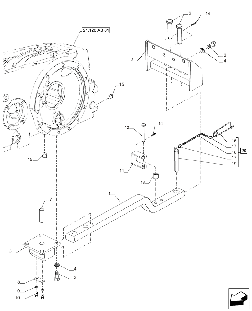 Схема запчастей Case IH FARMALL 120A - (37.100.AA[02]) - VAR - 392905, 337890 - SWINGING DRAWBAR, LESS CLEVIS (37) - HITCHES, DRAWBARS & IMPLEMENT COUPLINGS