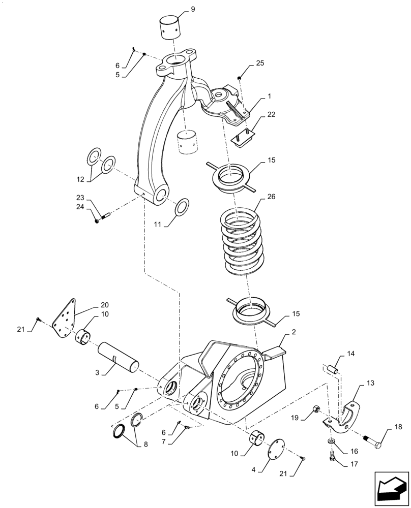 Схема запчастей Case IH PATRIOT 3240 - (25.100.BB[01]) - STRUT, LH, FRONT AND REAR (25) - FRONT AXLE SYSTEM