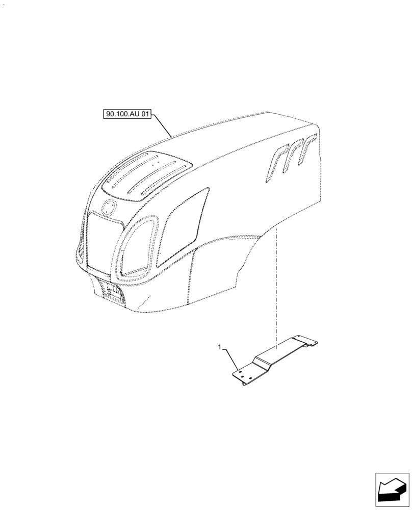 Схема запчастей Case IH FARMALL 120A - (90.100.AU[05]) - VAR - 391610, 393315 - REINFORCEMENT, HOOD (90) - PLATFORM, CAB, BODYWORK AND DECALS
