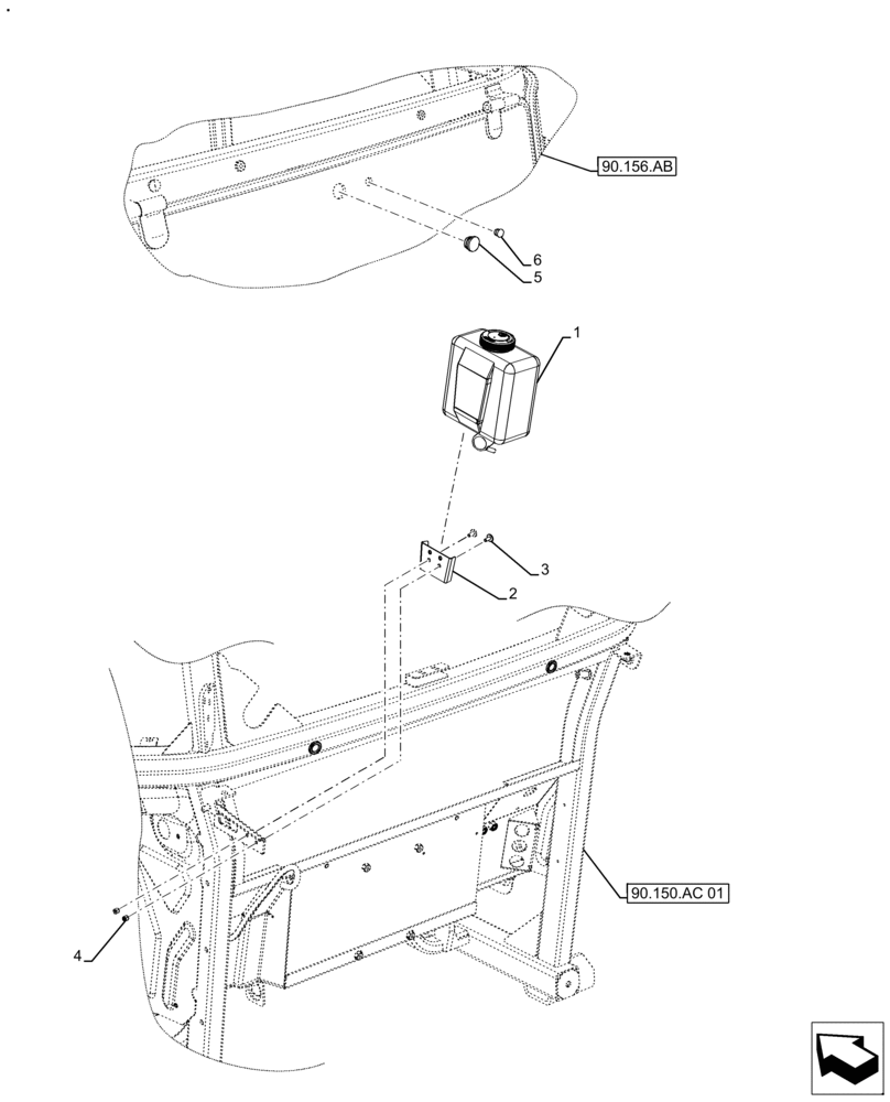Схема запчастей Case IH FARMALL 110A - (55.518.AT[01]) - VAR - 390642 - WINDSHIELD WASH RESERVOIR, CAB (55) - ELECTRICAL SYSTEMS