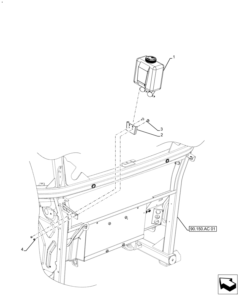 Схема запчастей Case IH FARMALL 120A - (55.518.AT[02]) - VAR - 390642 - WINDSHIELD WASH RESERVOIR, CAB (55) - ELECTRICAL SYSTEMS