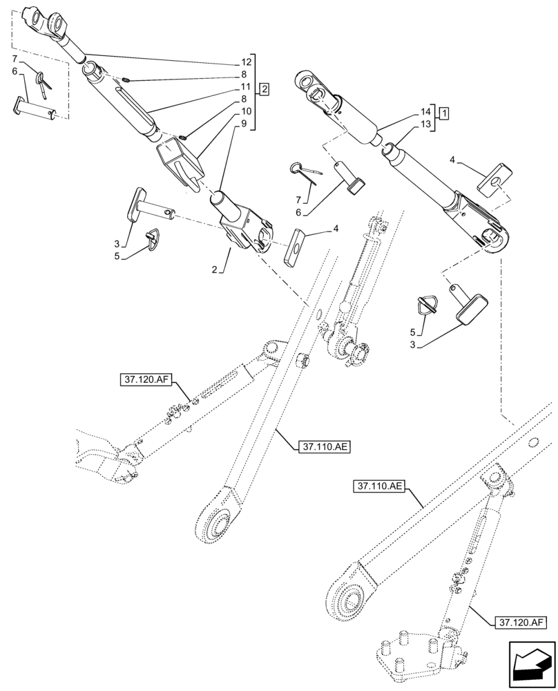 Схема запчастей Case IH FARMALL 120C - (37.120.AV) - VAR - 743598 - 3 POINT HITCH, VERTICAL, ROD (37) - HITCHES, DRAWBARS & IMPLEMENT COUPLINGS