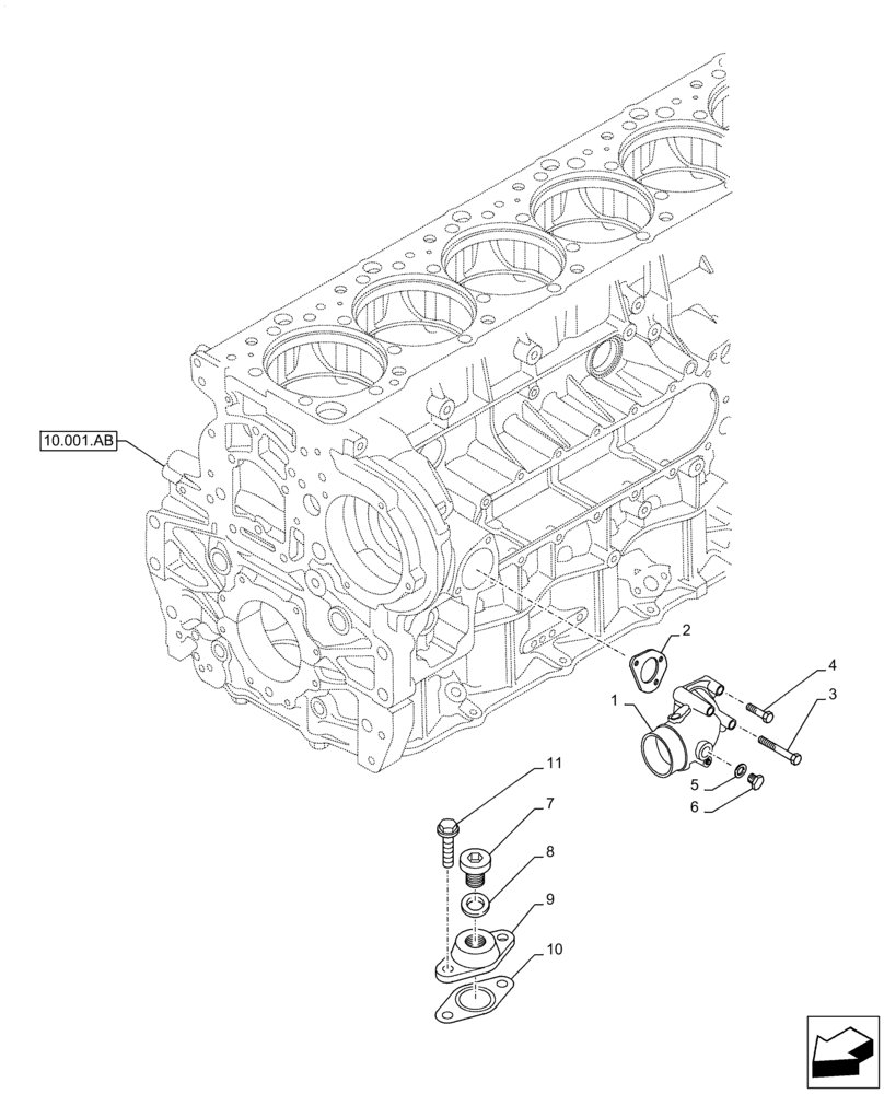 Схема запчастей Case IH F3JFE613A B003 - (10.400.AQ) - WATER PUMP LINE (10) - ENGINE