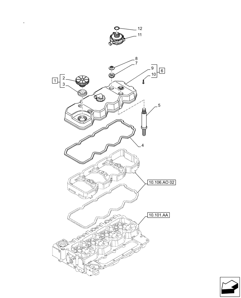Схема запчастей Case IH F4DFE413R B003 - (10.101.AB) - VALVE COVER (10) - ENGINE