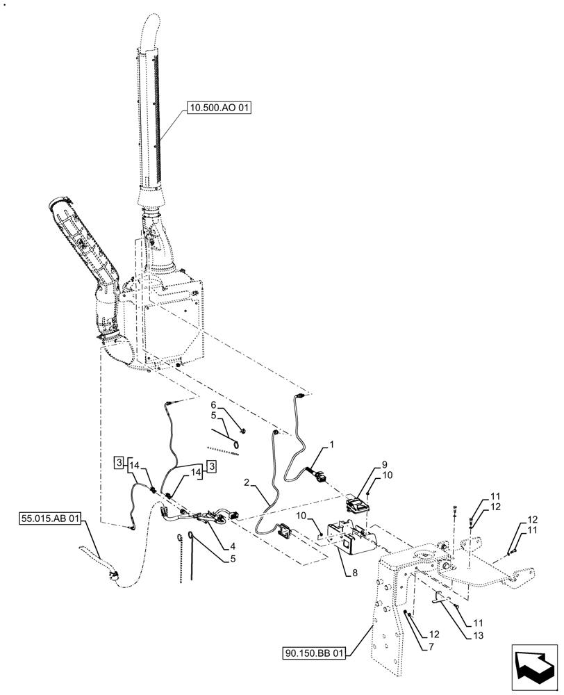 Схема запчастей Case IH FARMALL 130A - (55.988.AA[01]) - VAR - 390199 - SENSORS, EMISSION SYSTEM (55) - ELECTRICAL SYSTEMS
