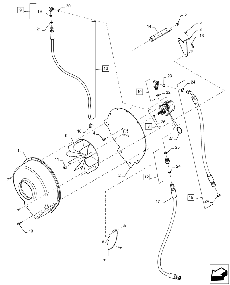 Схема запчастей Case IH 6130 - (10.419.AE) - MOTOR, FAN, SCREEN (10) - ENGINE