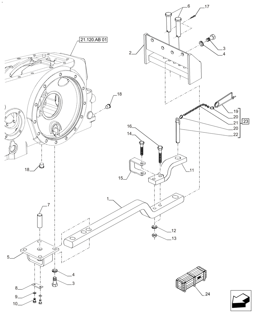 Схема запчастей Case IH FARMALL 120A - (37.100.AA[01]) - VAR - 330937, 337890, 336941, 719430 - SWINGING DRAWBAR, WITH CLEVIS (37) - HITCHES, DRAWBARS & IMPLEMENT COUPLINGS