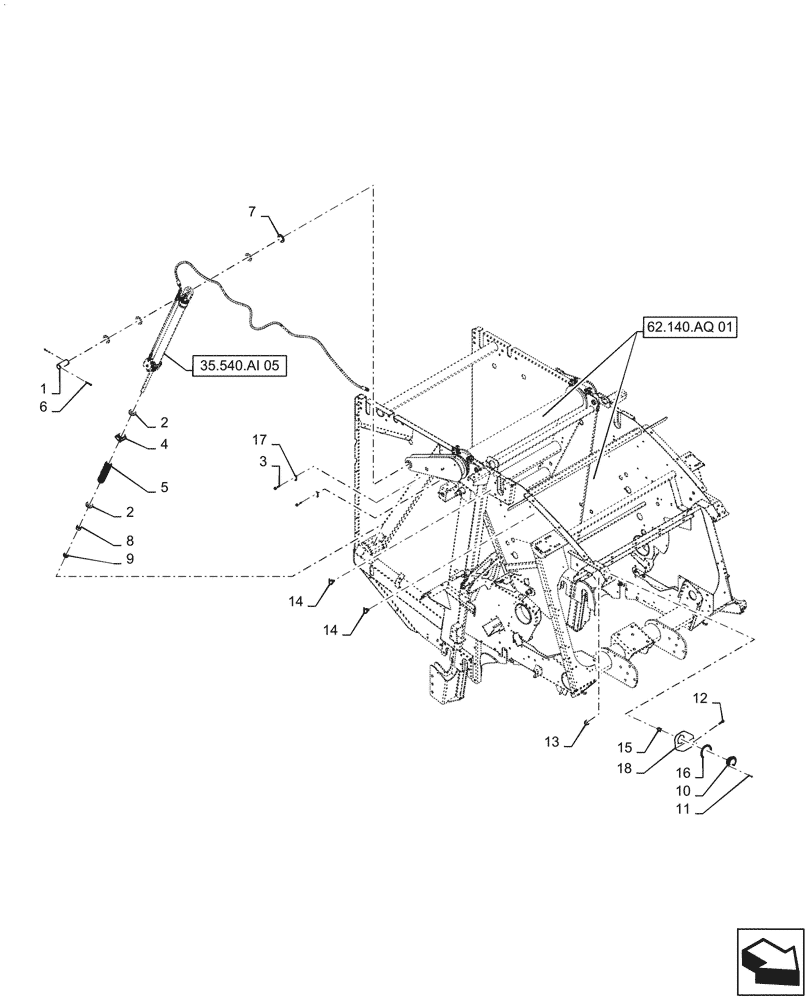 Схема запчастей Case IH RB455 - (35.540.AK[01]) - VAR - 726813 - BELT TENSION, SINGLE HYDRAULIC CYLINDER, WITHOUT BYPASS VALVE (35) - HYDRAULIC SYSTEMS
