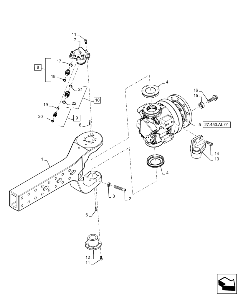 Схема запчастей Case IH 6130 - (27.450.AJ[01]) - AXLE EXTENSION, LH, SINGLE SPEED (27) - REAR AXLE SYSTEM