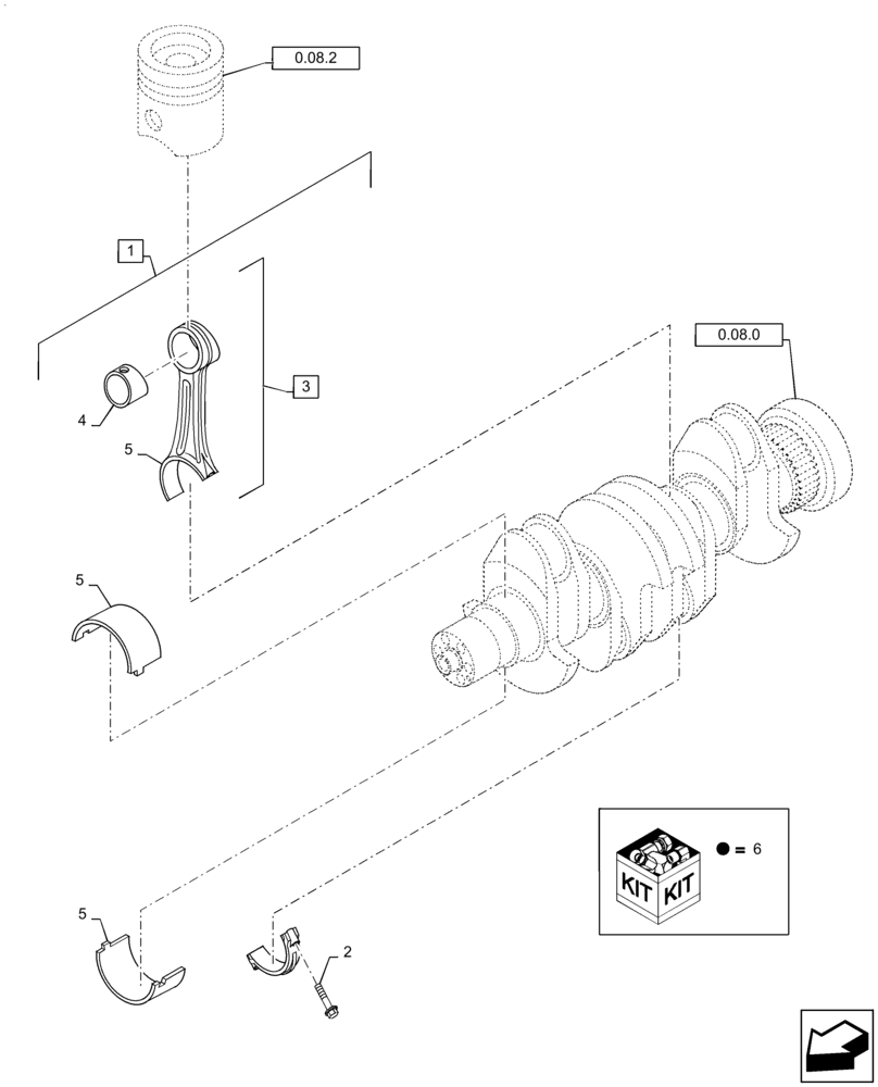 Схема запчастей Case IH P85 - (0.08.1) - CONNECTING ROD (02) - ENGINE