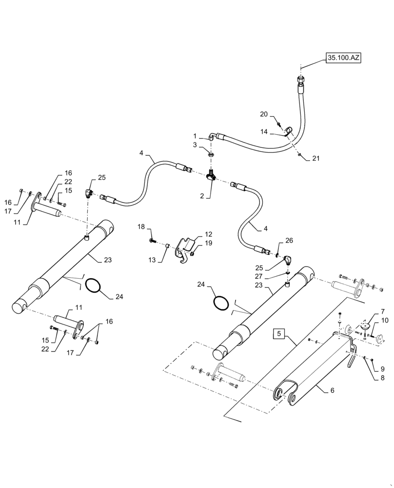 Схема запчастей Case IH 5140 - (35.410.AH[01]) - VAR - 425193 - HYDRAULIC SYSTEM, FEEDER, HYDRAULIC LIFT (35) - HYDRAULIC SYSTEMS