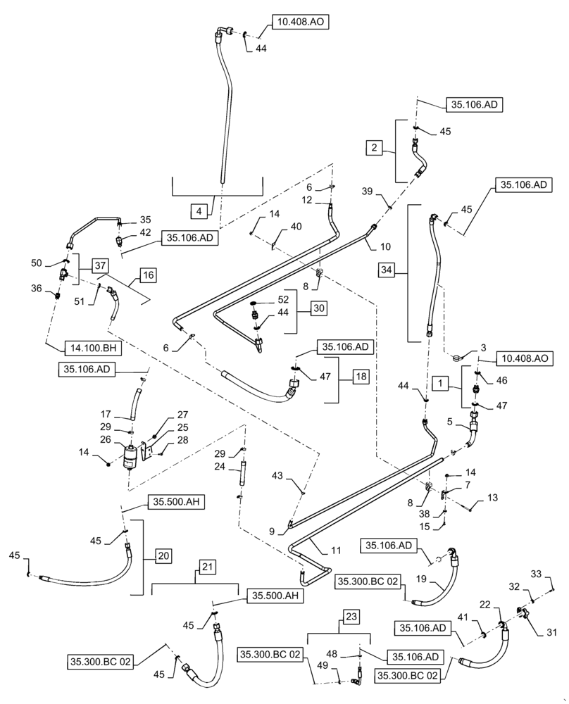 Схема запчастей Case IH 7140 - (35.300.BC[01]) - HYDRAULIC SYSTEM, ENGINE, COOLER, PTO (35) - HYDRAULIC SYSTEMS