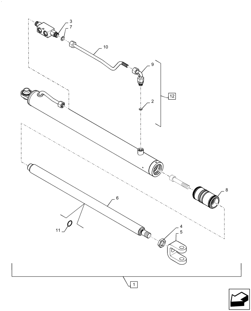 Схема запчастей Case IH 7140 - (35.440.AC) - CYLINDER, UNLOADING TUBE (35) - HYDRAULIC SYSTEMS