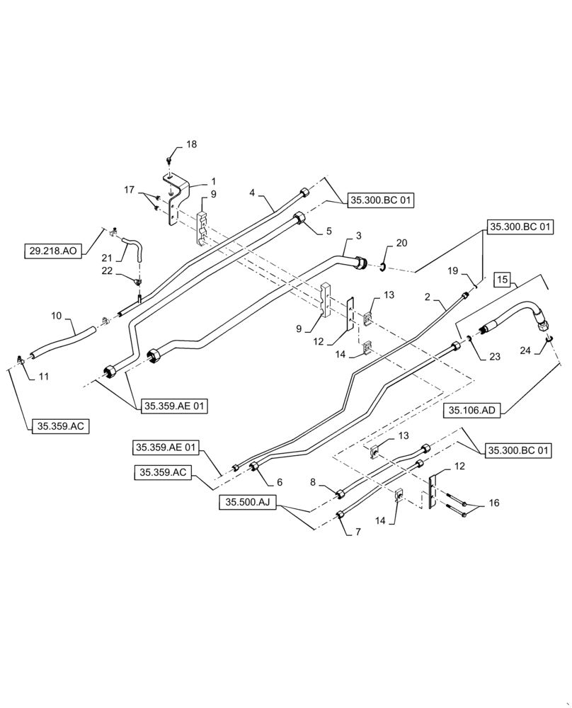 Схема запчастей Case IH 6130 - (35.300.BC[01]) - HYDRAULIC OIL COOLER LINE (35) - HYDRAULIC SYSTEMS