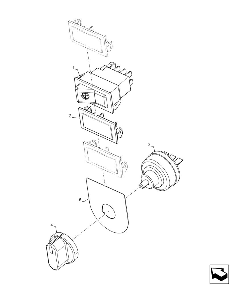 Схема запчастей Case IH 2240 - (55.405.BP[01]) - LIGHT AND WIPER SWITCHES (55) - ELECTRICAL SYSTEMS