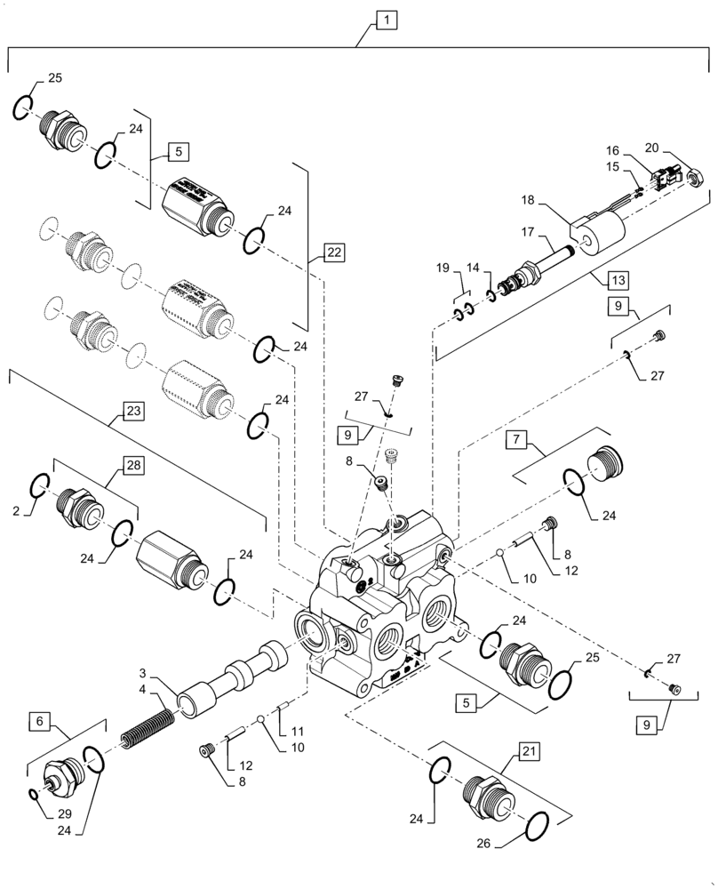 Схема запчастей Case IH 9230 - (29.300.AK) - VAR - 425163, 425164 - HYDRAULIC VALVE, PGA (29) - HYDROSTATIC DRIVE