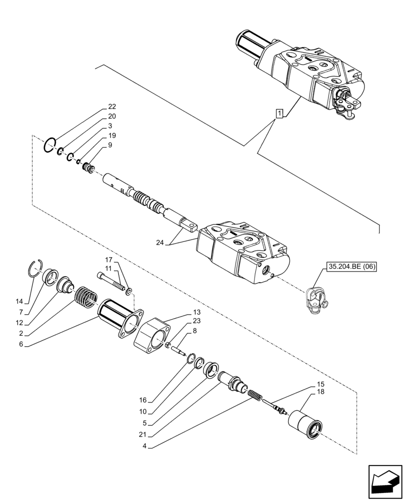Схема запчастей Case IH FARMALL 100C - (35.204.BE[07]) - VAR - 743569 - 2 REMOTE CONTROL VALVE, W/ 4 DELUXE COUPLERS, DISTRIBUTOR, COMPONENTS (35) - HYDRAULIC SYSTEMS