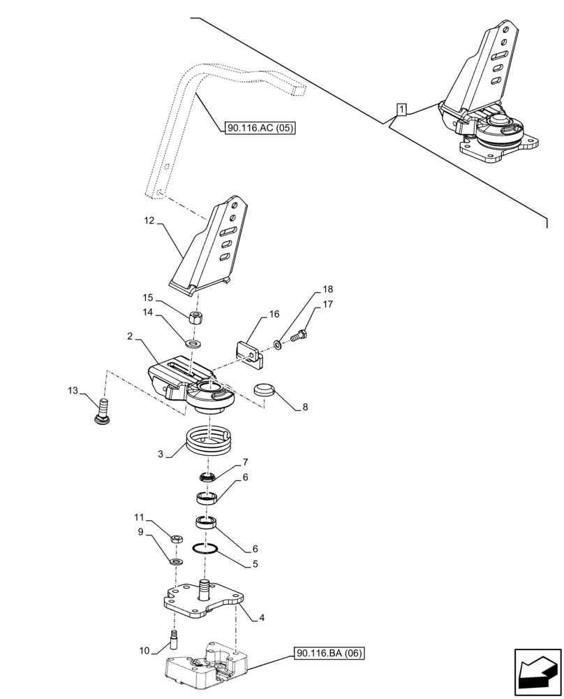 Схема запчастей Case IH FARMALL 120C - (90.116.BA[05]) - VAR - 744674 - DYNAMIC FRONT FENDER, SUPPORT (410MM), LARGE, HIGH TYRES (24’), 4WD (90) - PLATFORM, CAB, BODYWORK AND DECALS