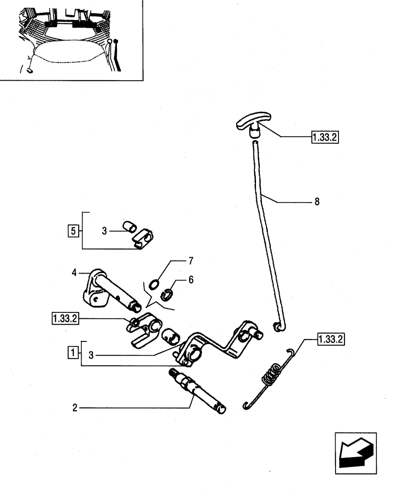 Схема запчастей Case IH JX55 - (1.33.2/02) - (VAR.650) FRONT BRAKE - LEVER AND TIE-ROD (04) - FRONT AXLE & STEERING