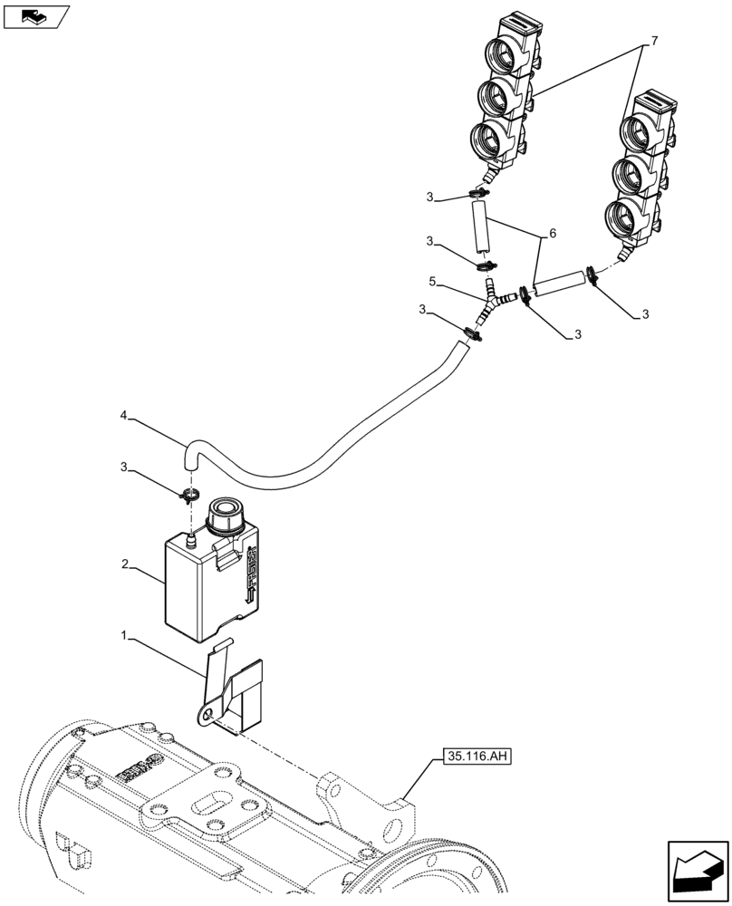 Схема запчастей Case IH FARMALL 115U - (35.300.AQ[03]) - VAR - 331844 - REMOTE CONTROL VALVE, RESERVOIR (35) - HYDRAULIC SYSTEMS