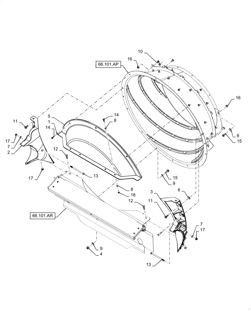 Схема запчастей Case IH 9230 - (66.101.AQ) - VAR - 425198, 425199, 425513 - CONE, FEEDER, INLET SECTION (66) - THRESHING