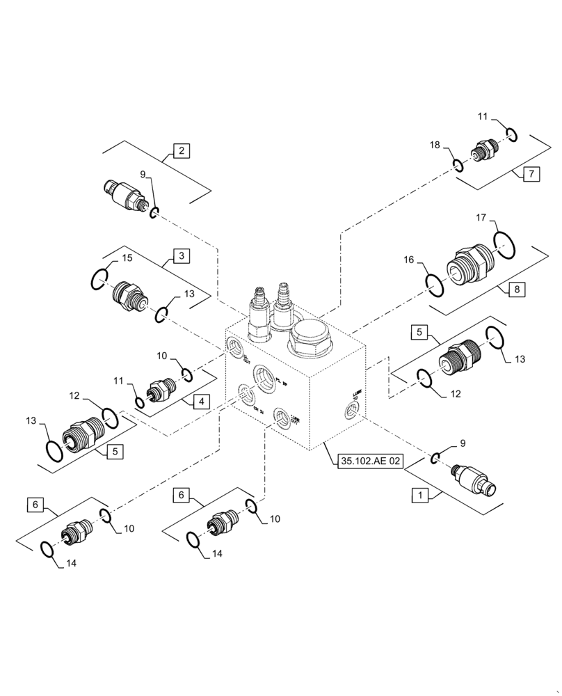 Схема запчастей Case IH 9230 - (35.102.AE[01]) - MANIFOLD, PRESSURE CONTROL VALVE (35) - HYDRAULIC SYSTEMS