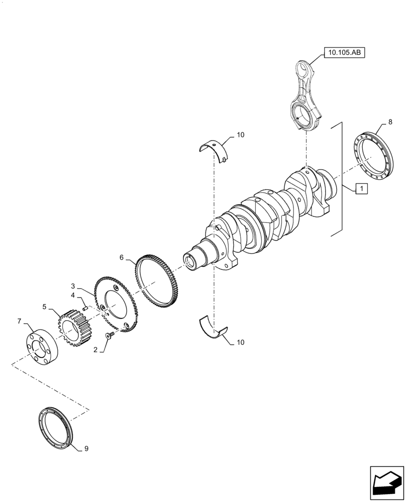 Схема запчастей Case IH F5HFL463D F005 - (10.103.AA) - CRANKSHAFT ASSEMBLY (10) - ENGINE