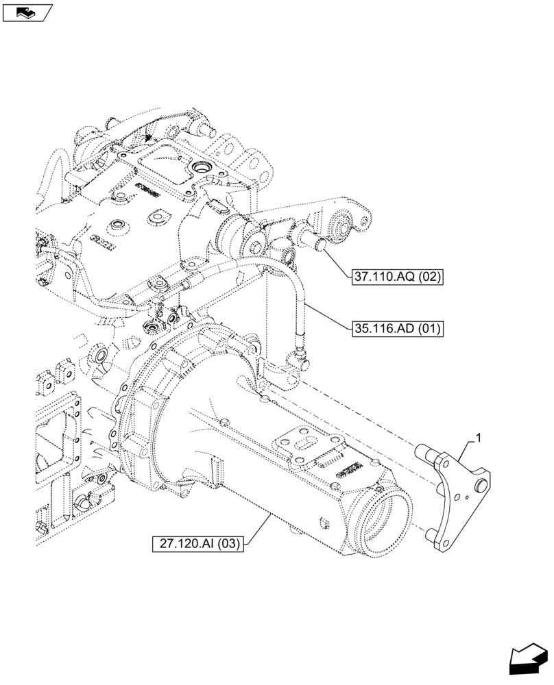 Схема запчастей Case IH FARMALL 115U - (35.116.AH[02]) - VAR - 390832, 743597 - SUPPORT, JACK, LIFT CYLINDER (35) - HYDRAULIC SYSTEMS